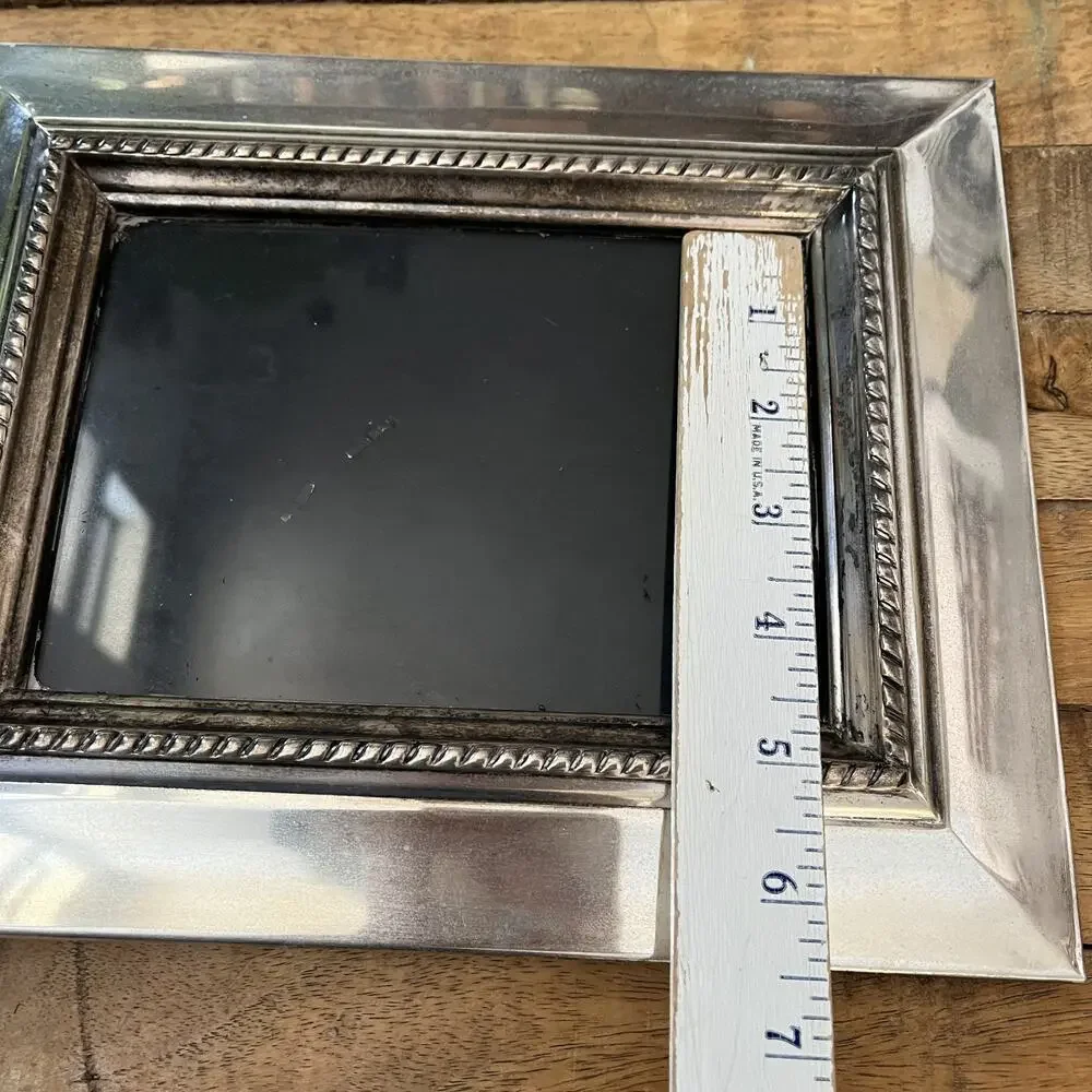 Pottery Barn Silver Metal' Photo Frame 5 x 7 Beaded Inner Border